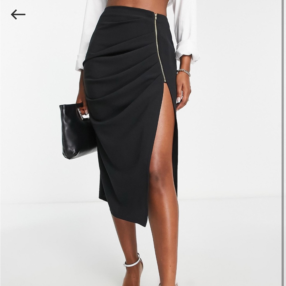 ASOS Black Ruched Midi Skirt☀️☀️☀️